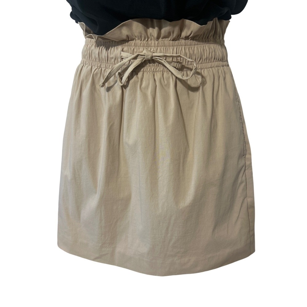 Express Khaki Tan Paperbag Waist Mini Skirt Elastic Drawstring Pockets Size 0